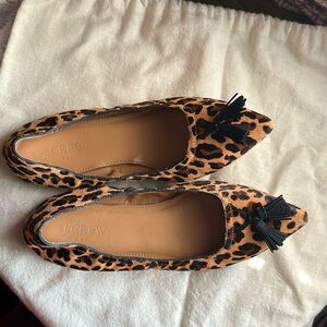 J crew leopard tassel ballet flat size 7